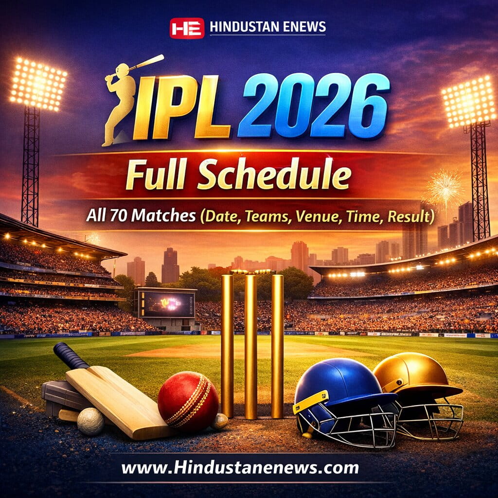 IPL 2026 Full Schedule – All 70 Matches (Date, Teams, Venue, Time, Result)