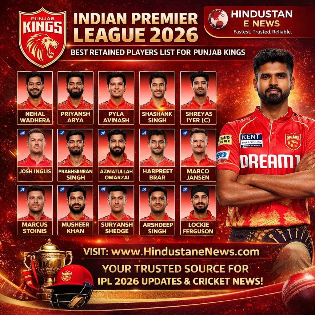 Punjab Kings IPL 2026 retained players